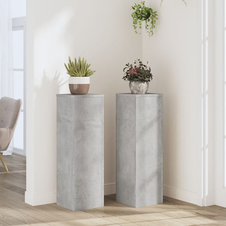 Vidaxx plantestativer 2 stk 25x25x80 cm konstrueret træ betongrå