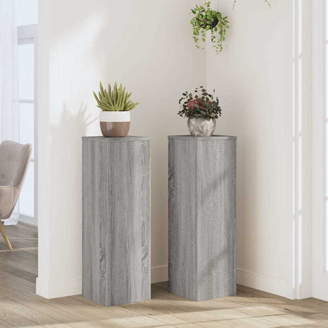 Vidaxxl plantestativer 2 stk 25x25x80 cm konstrueret træ grå sonoma