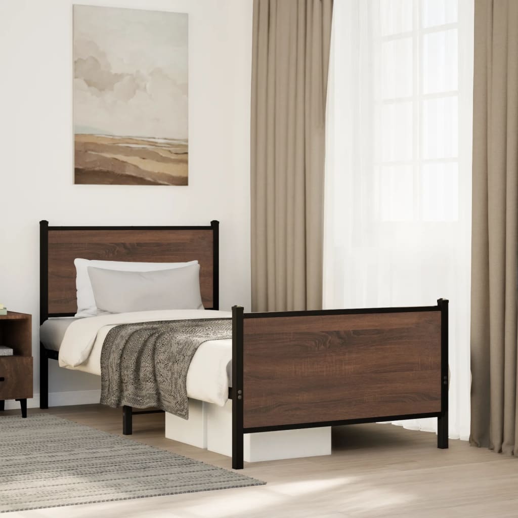 Vidaxl bedframe zonder matras metaal bruin eikenkleurig 90x190 cm