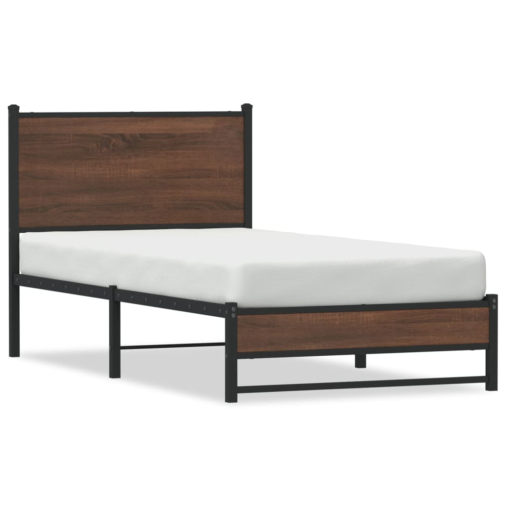 Vidaxl bedframe zonder matras metaal bruin eikenkleurig 75x190 cm