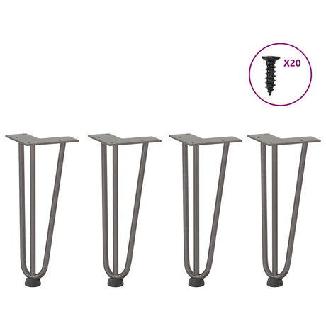 Vidaxl haarnadelpoten voor salontafel 4 st 30 cm massief staal naturel