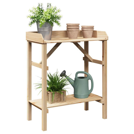 Vidaxx plantebord med hylde natur 75 x 40 x 90 cm robust fyrretræ