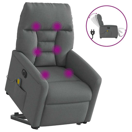 Vidaxl sta-op-massagestoel elektrisch verstelbaar stof donkergrijs