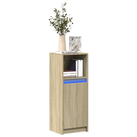 Vidaxl dressoir met led 38x34x100 cm bewerkt hout sonoma eikenkleurig