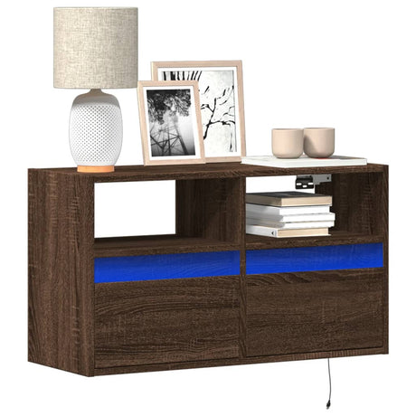 Vidaxl tv-wandmeubel met led-verlichting 80x31x45 cm bruin eikenkleur