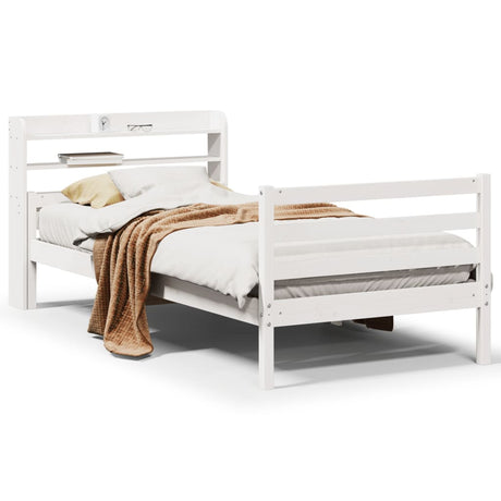 Vidaxl bedframe met hoofdeinde zonder matras 100x200 cm wit