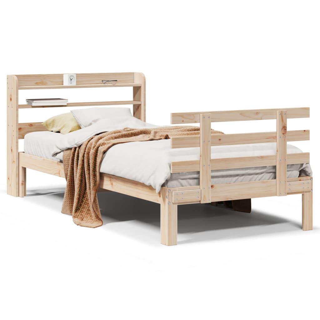 Vidaxl bedframe met hoofdbord massief grenenhout 90x190 cm