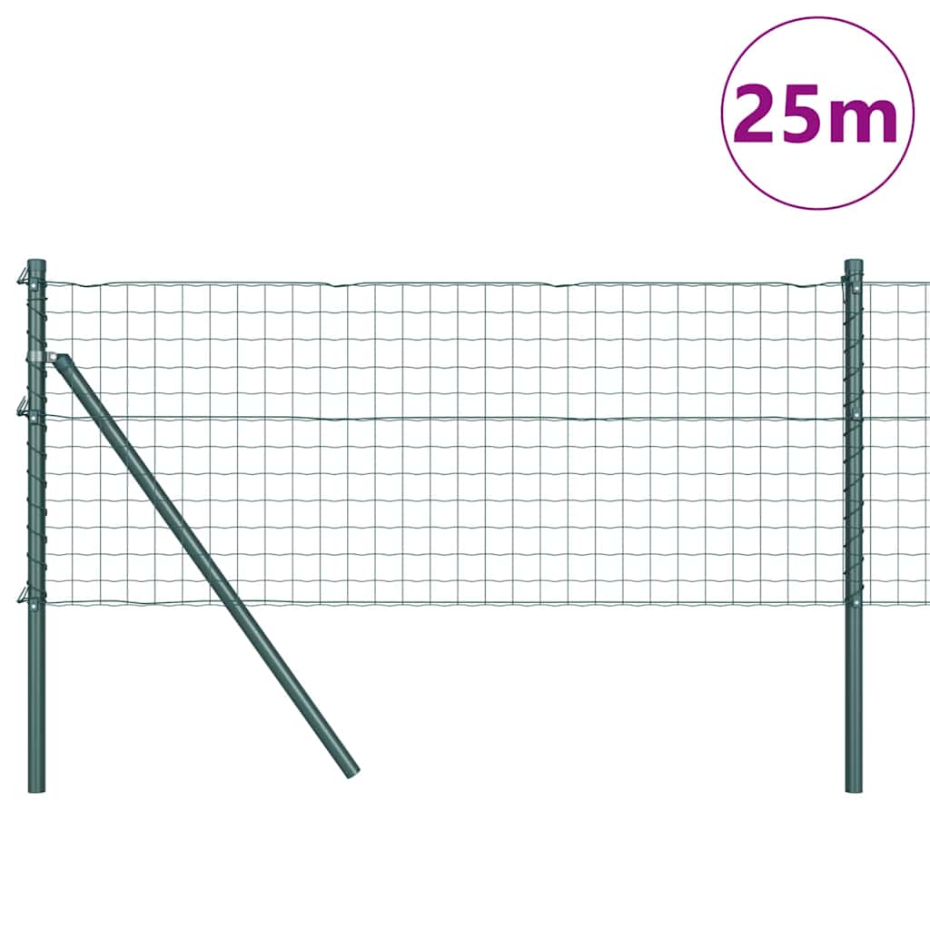 Vidaxxl hegn med stolpegrønt 0,6 x 25 m stål og PVC