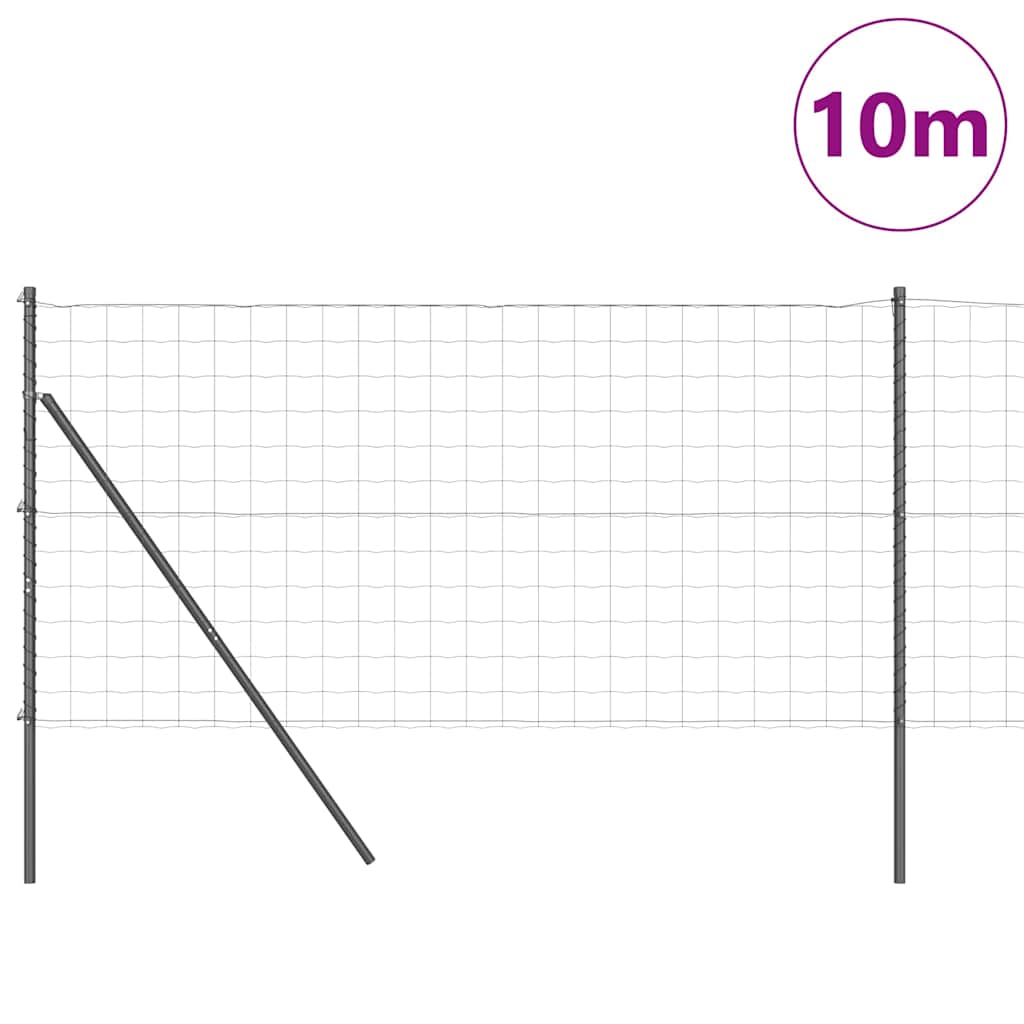 Vidaxxl hegn med stolpe grå 1 x 10 m stål