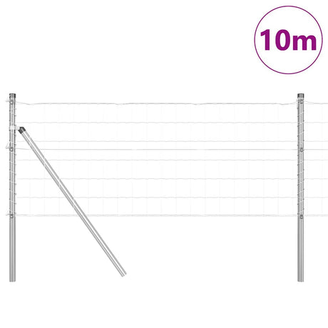 Vidaxl hegn med stolpe sølv 0,8 x 10 m stål og PVC