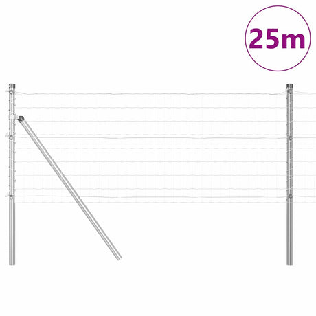 Vidaxl hegn med stolpe sølv 0,4 x 25 m stål og PVC