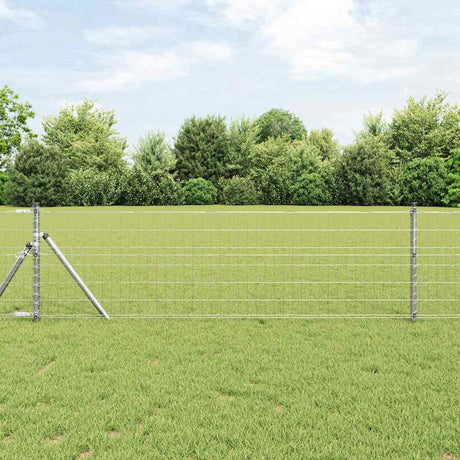 Vidaxxl hegn med stolpe sølv 0,6 x 25 m stål og PVC