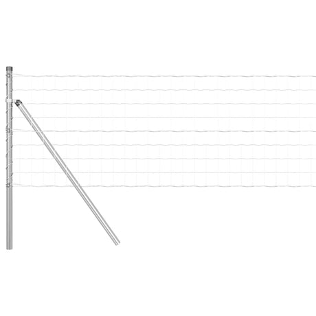 Vidaxxl hegn med stolpe sølv 0,6 x 25 m stål og PVC