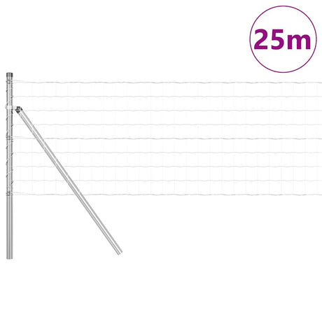 Vidaxxl hegn med stolpe sølv 0,6 x 25 m stål og PVC