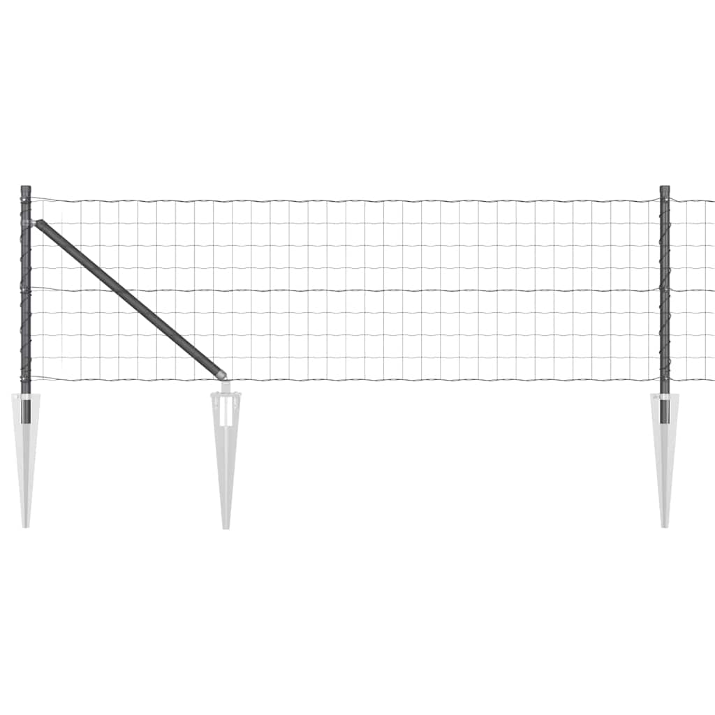 Vidaxl hek met paal grijs 0,6 x 10 m staal en pvc
