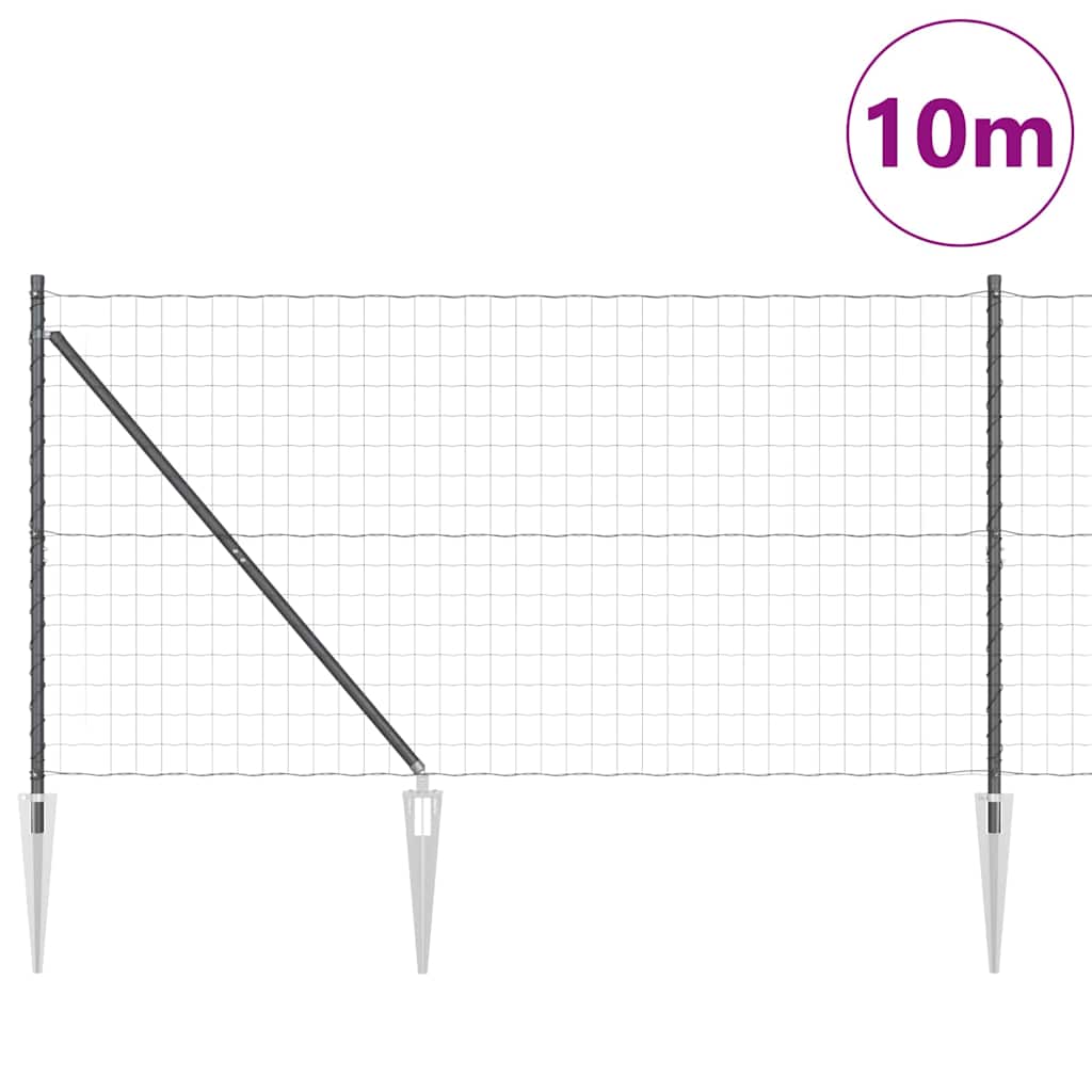 Vidaxl hek met paal grijs 1,2 x 10 m staal