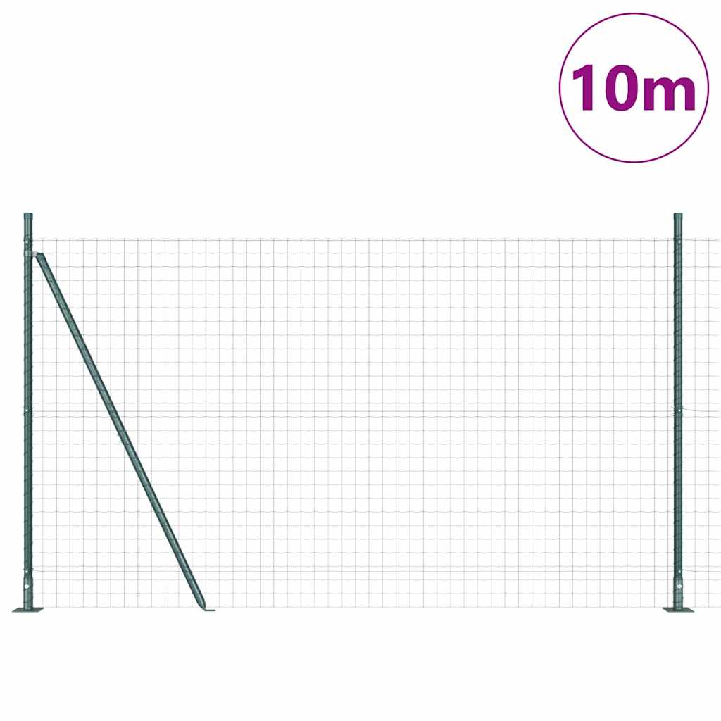 Vidaxl hek met paal groen 1,4 x 10 m staal en pvc