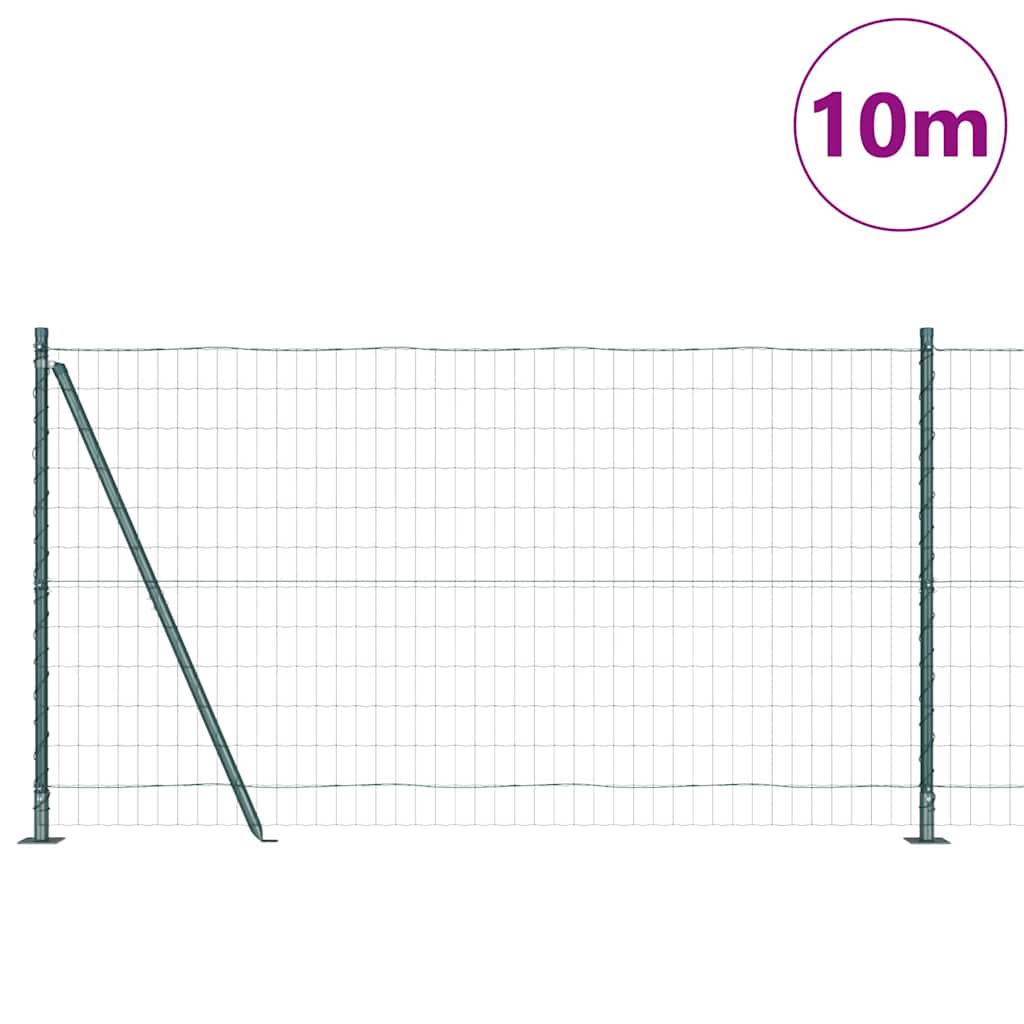Vidaxl hek met paal groen 1,2 x 10 m staal en pvc