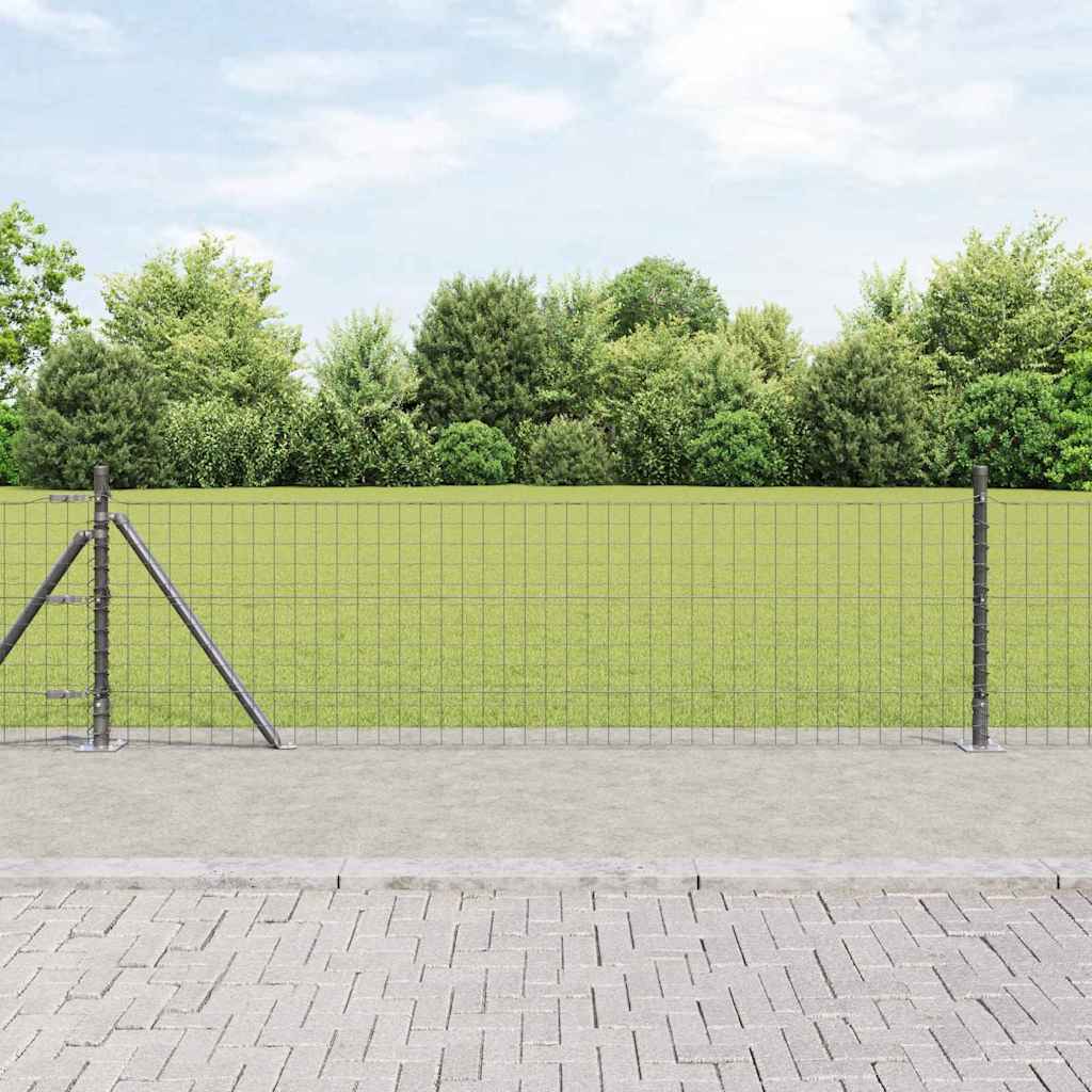 Vidaxl hek met paal grijs 0,4 x 25 m staal en pvc