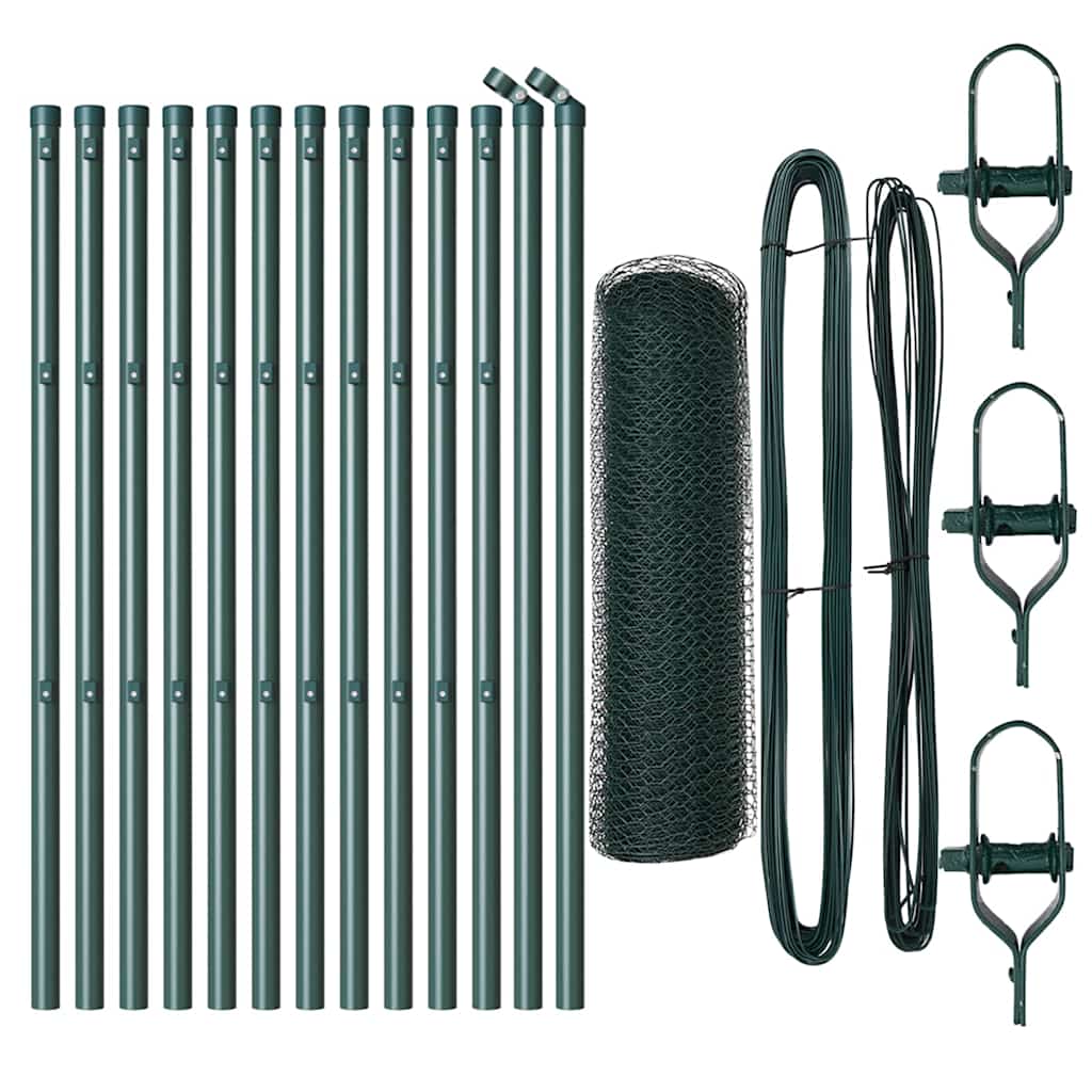 Vidaxl afrasteringspaal groen 25 x 0,5 m (13 mm gaas) staal