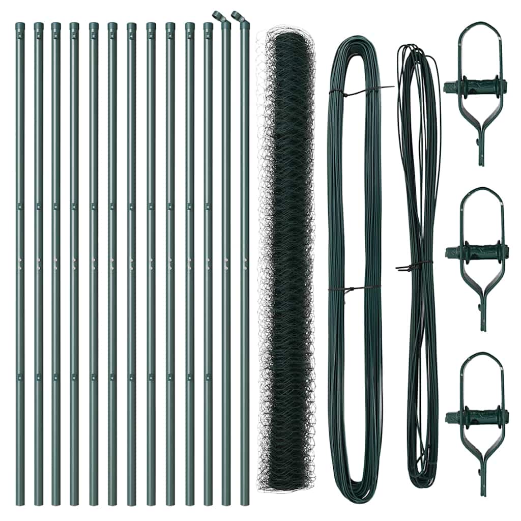 Vidaxl afrasteringspaal groen 25 x 1,6 m (50 mm gaas) staal en pvc