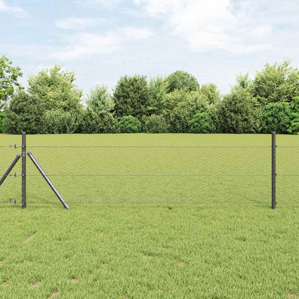 Vidaxl afrasteringspaal grijs 10 x 0,4 m (25 mm gaas) staal en pvc