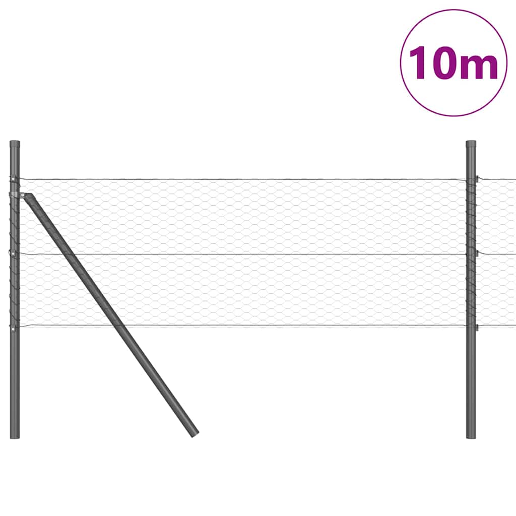 Vidaxl afrasteringspaal grijs 10 x 0,4 m (25 mm gaas) staal en pvc