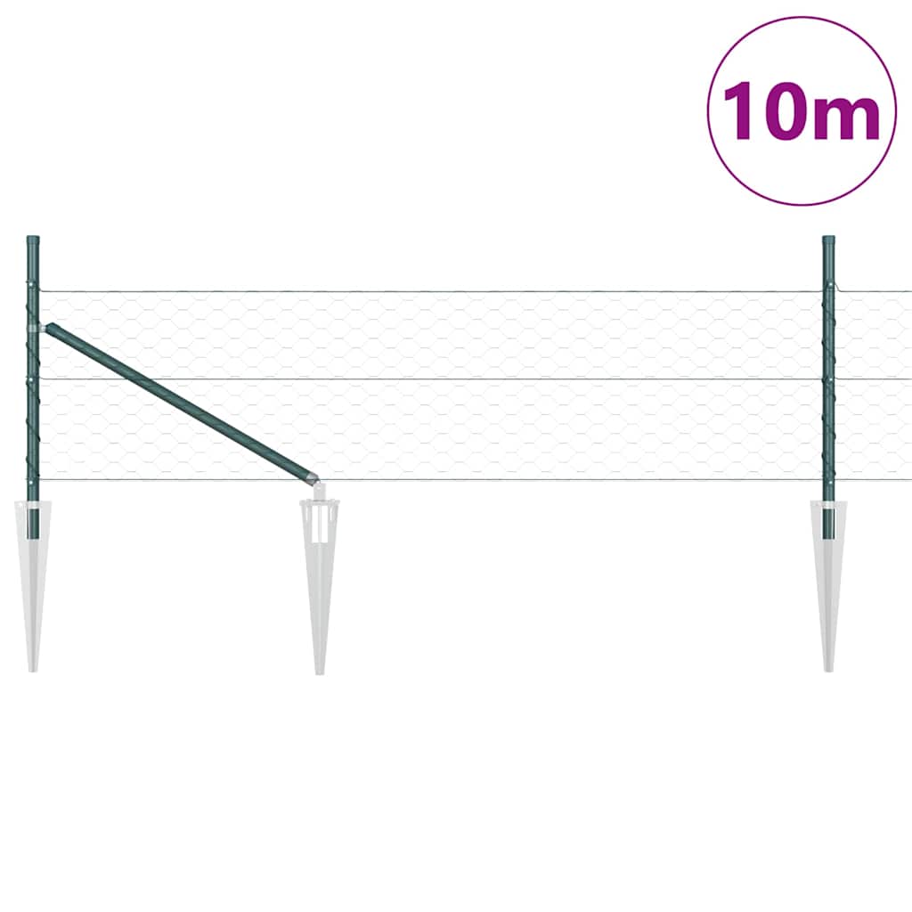 Vidaxl afrasteringspaal groen 10 x 0,4 m (50 mm mesh) staal en pvc