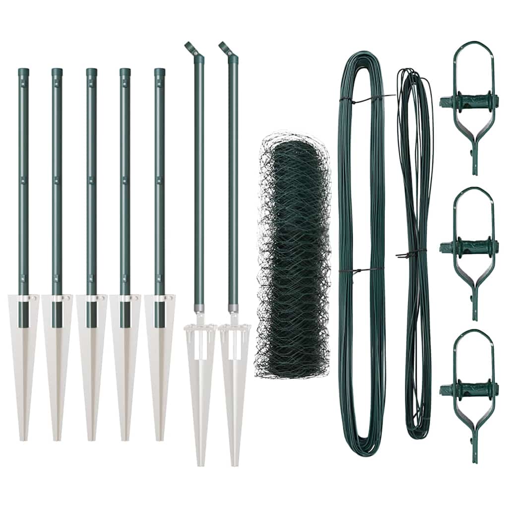 Vidaxl afrasteringspaal groen 10 x 0,5 m (36 mm gaas) staal en pvc