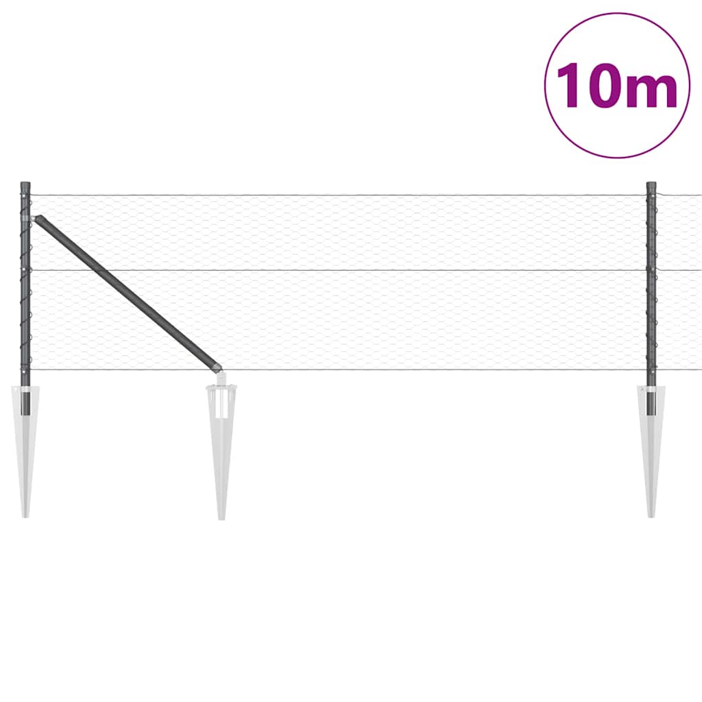 Vidaxl afrasteringspaal grijs 10 x 0,6 m (25 mm gaas) staal en pvc