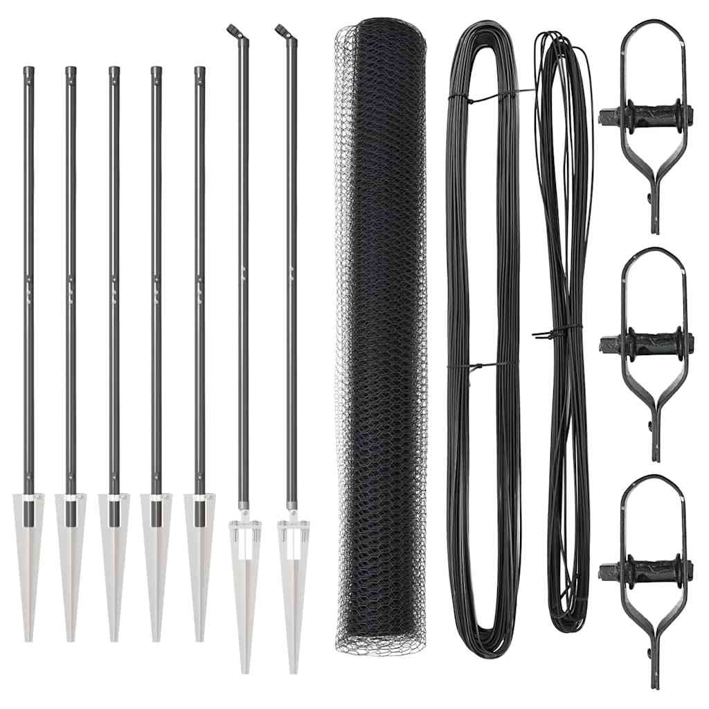 Vidaxl afrasteringspaal grijs 10 x 1,2 m (13 mm gaas) staal en pvc