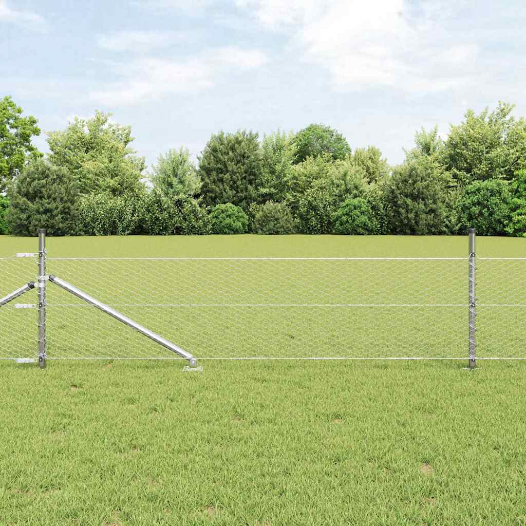 Vidaxl afrasteringspaal zilver 10 x 0,8 m (25 mm gaas) staal
