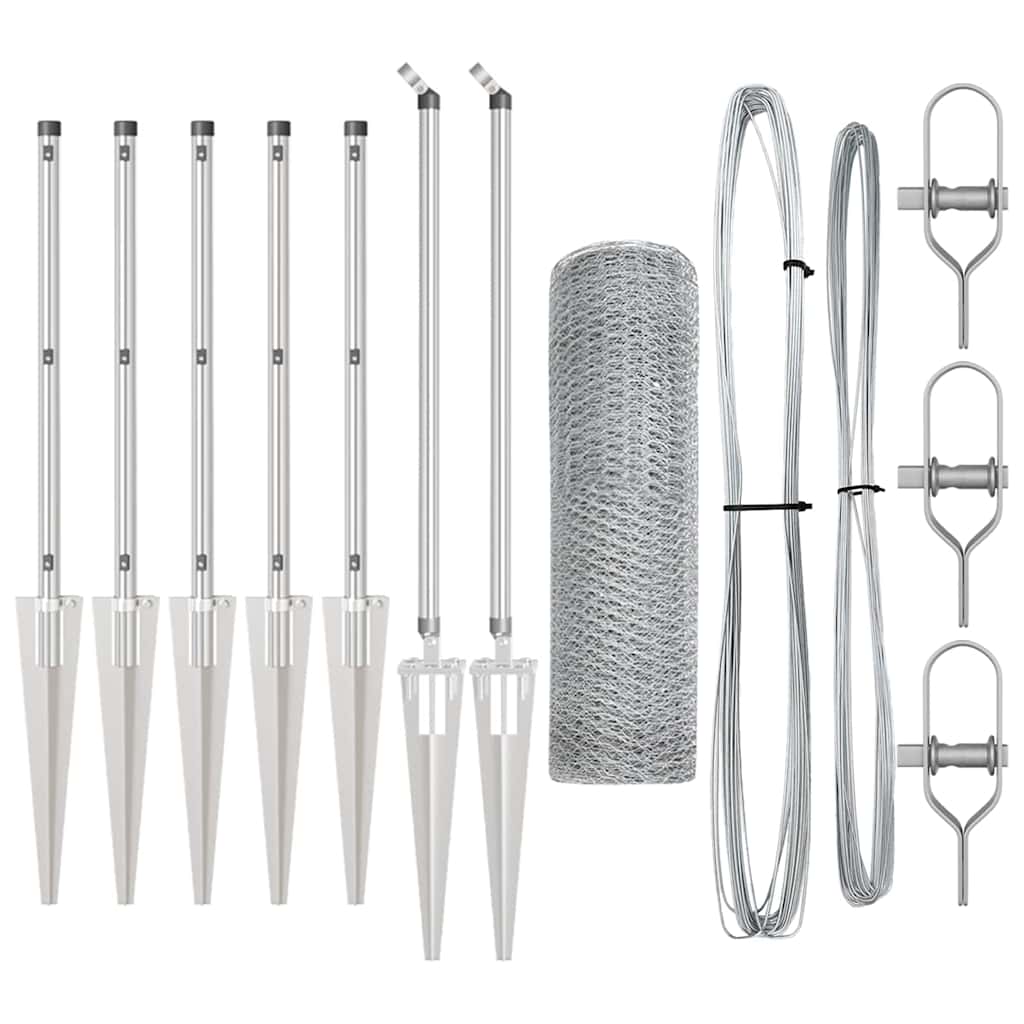 Vidaxl afrasteringspaal zilver 10 x 0,8 m (25 mm gaas) staal