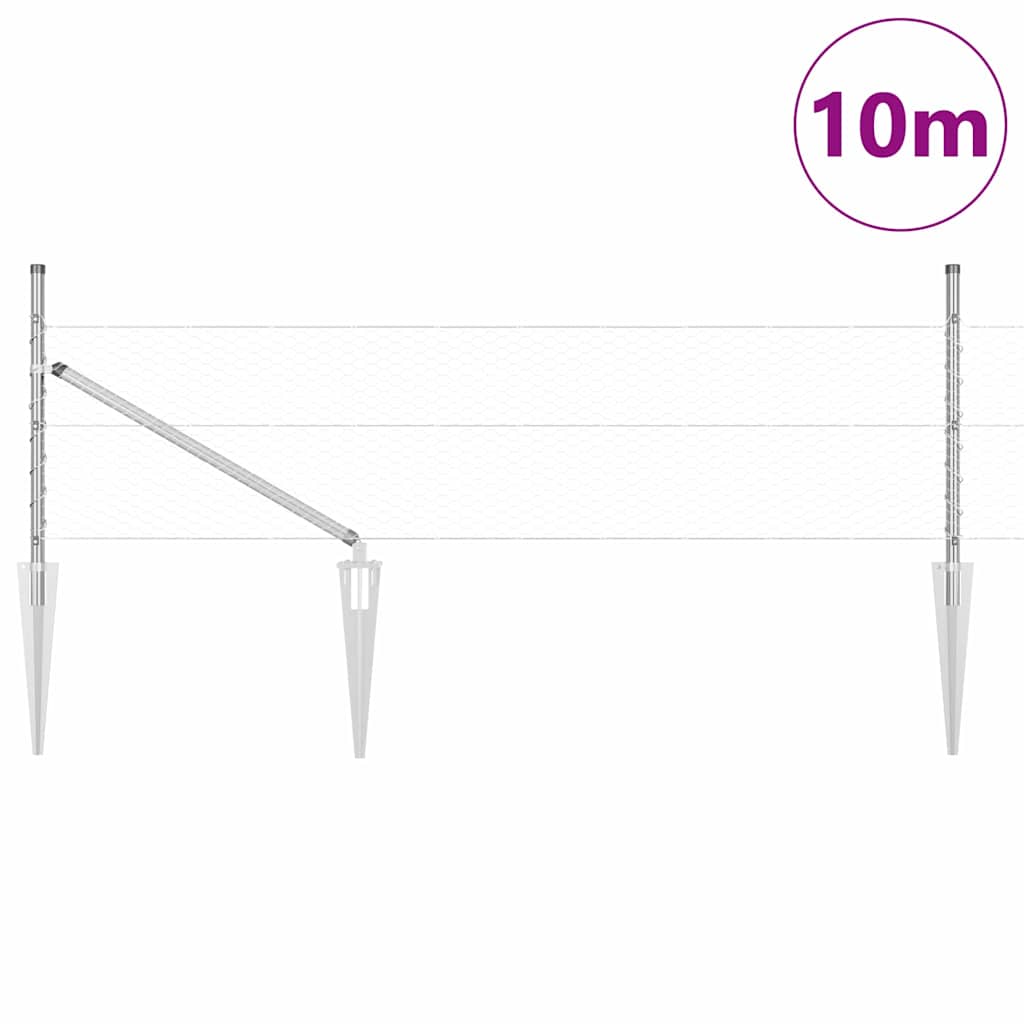 Vidaxl afrasteringspaal zilver 10 x 0,8 m (25 mm gaas) staal