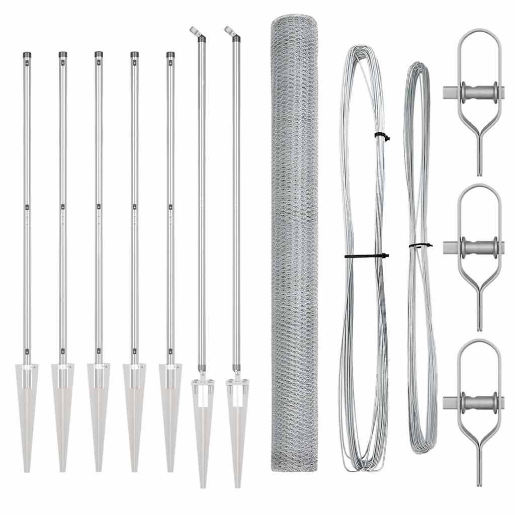 Vidaxl afrasteringspaal zilver 10 x 1,5 m (25 mm gaas) staal