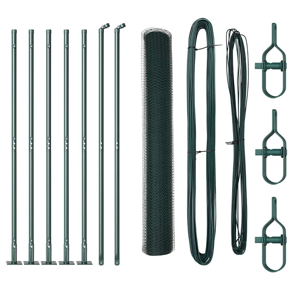 Vidaxl afrasteringspaal groen 10 x 1 m (25 mm gaas) staal en pvc