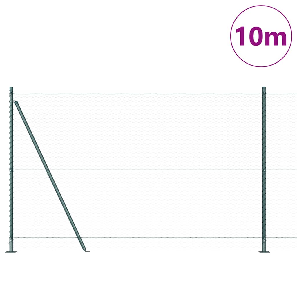 Vidaxl afrasteringspaal groen 10 x 1,4 m (25 mm gaas) staal en pvc
