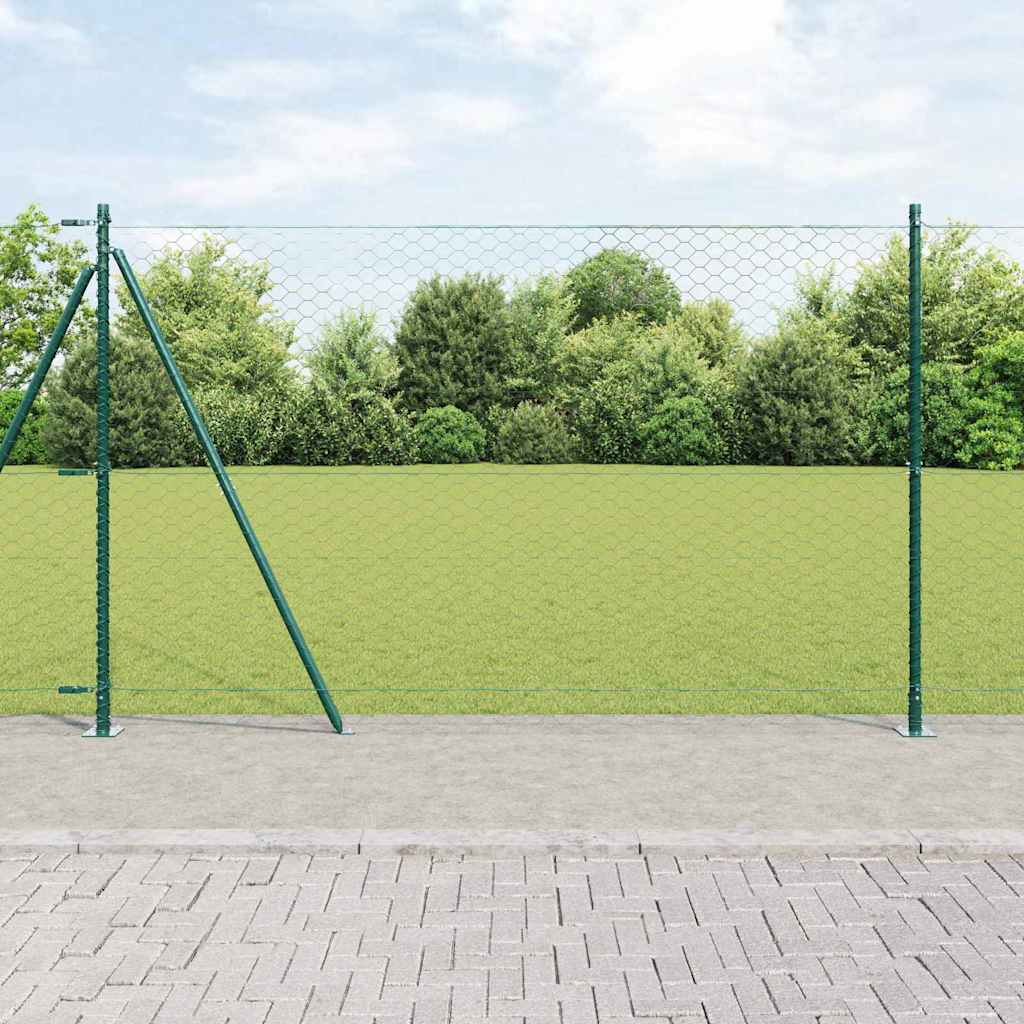 Vidaxl afrasteringspaal groen 10 x 1,5 m (50 mm gaas) staal en pvc