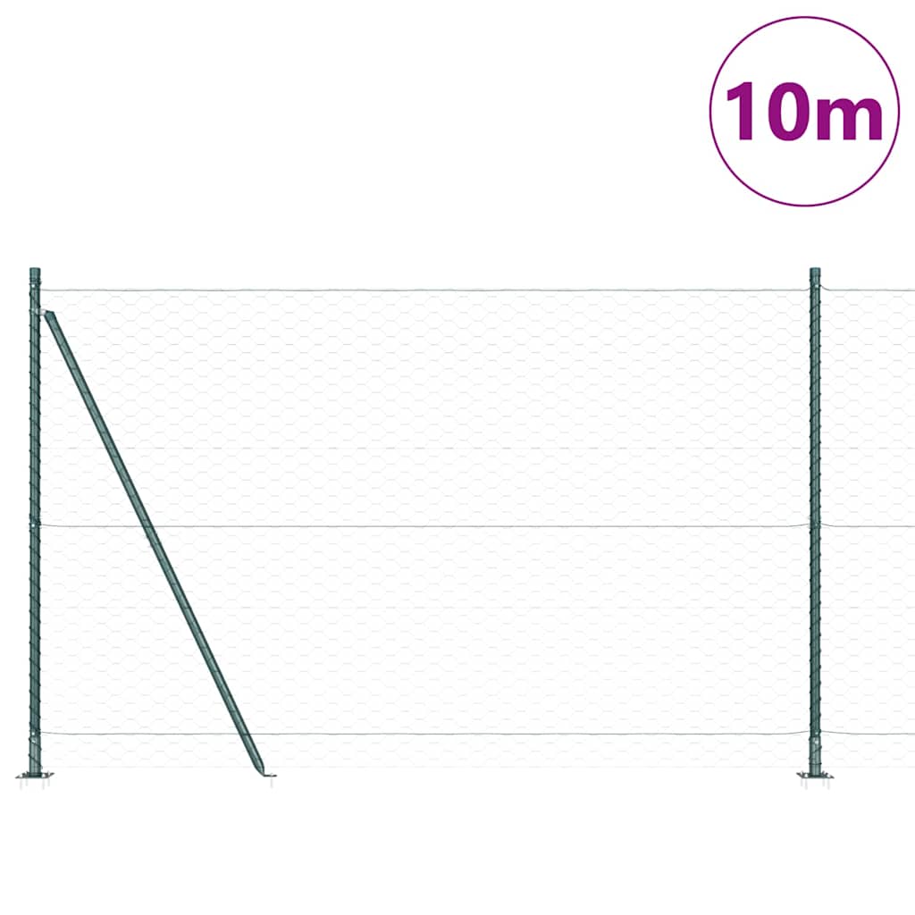 Vidaxl afrasteringspaal groen 10 x 1,5 m (50 mm gaas) staal en pvc