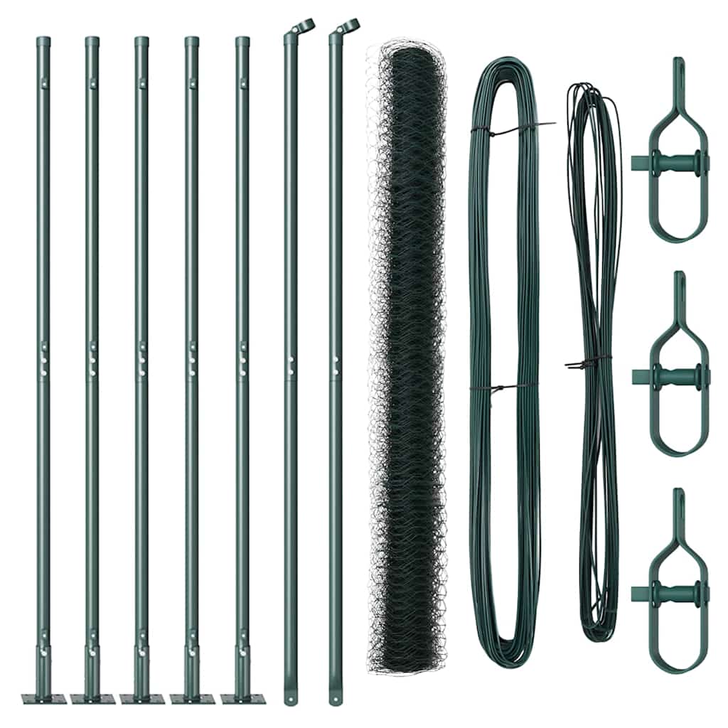 Vidaxl afrasteringspaal groen 10 x 1,6 m (36 mm gaas) staal en pvc