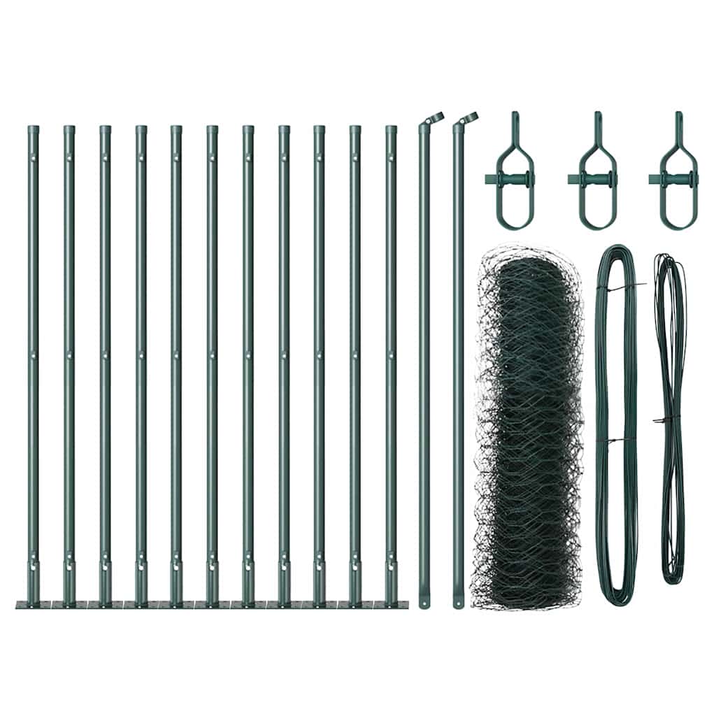 Vidaxl afrasteringspaal groen 25 x 0,6 m (36 mm gaas) staal en pvc
