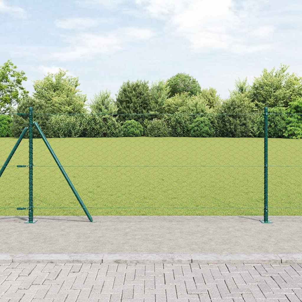 Vidaxl afrasteringspaal groen 25 x 0,8 m (50 mm gaas) staal en pvc