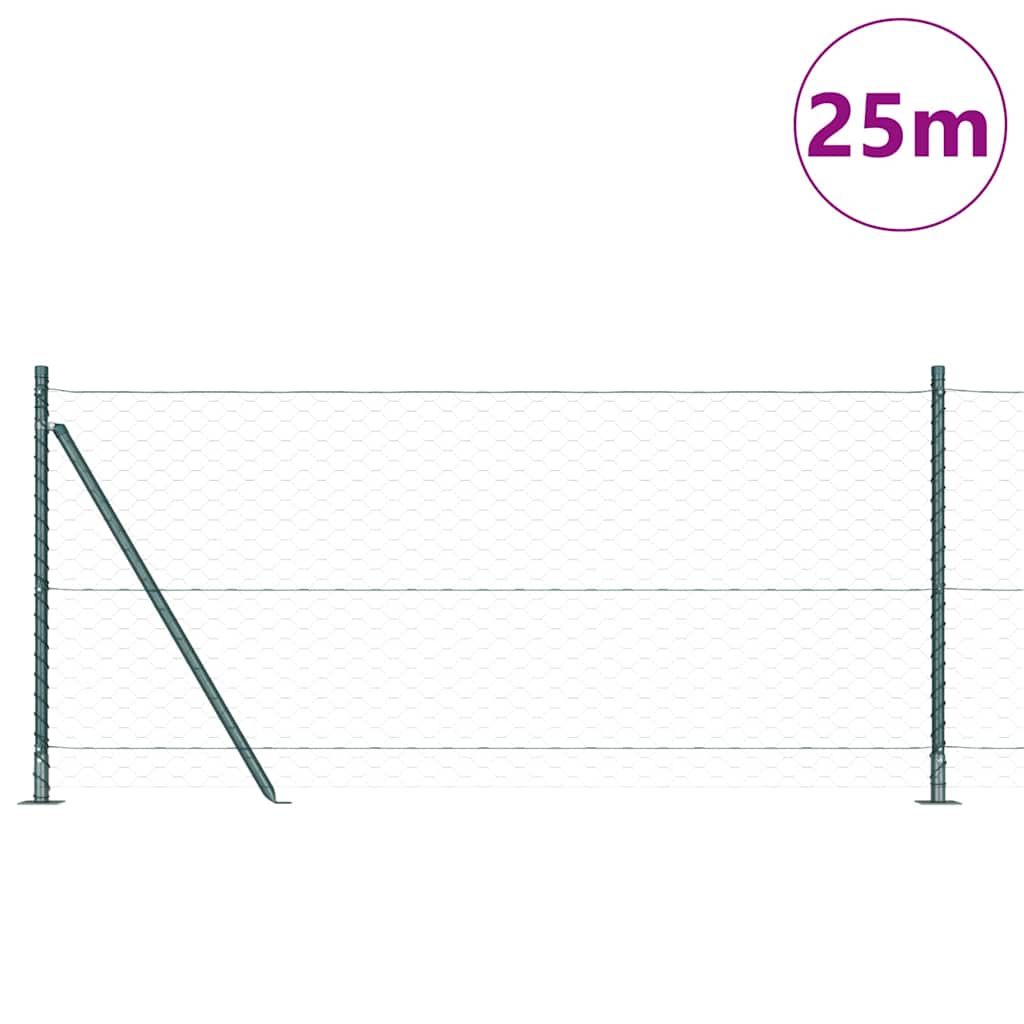 Vidaxl afrasteringspaal groen 25 x 0,8 m (50 mm gaas) staal en pvc