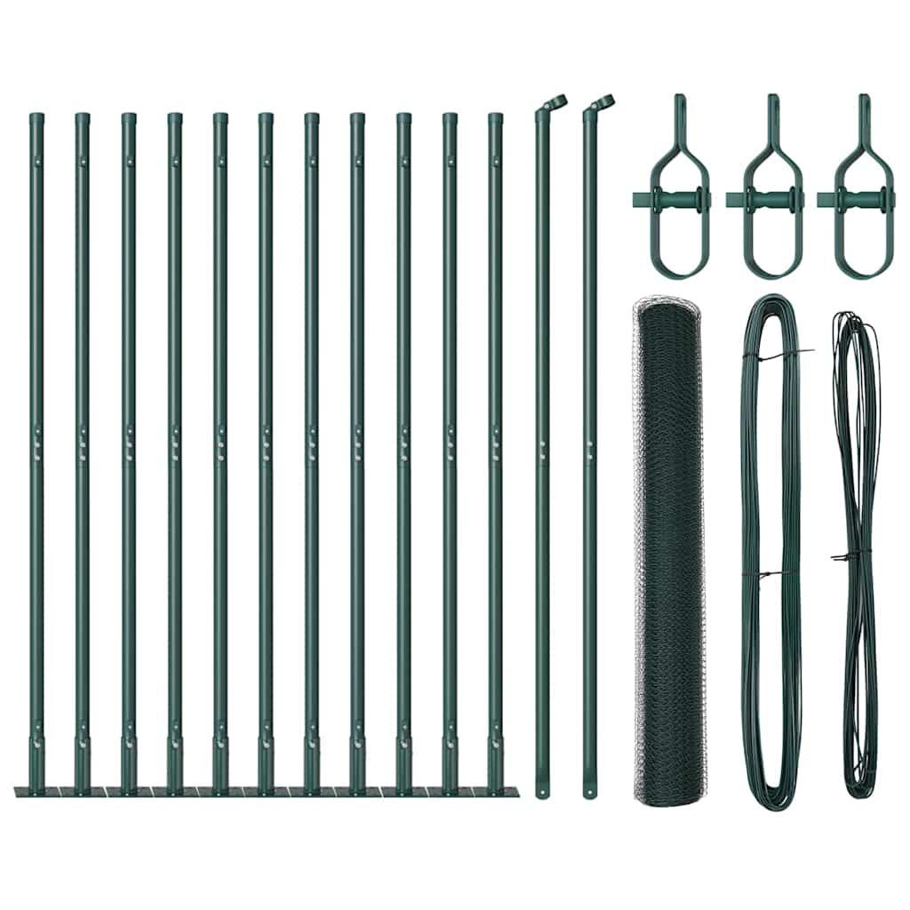 Vidaxl afrasteringspaal groen 25 x 1 m (25 mm gaas) staal