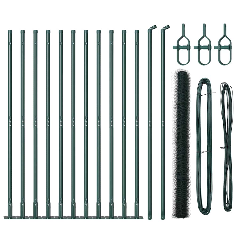 Vidaxl afrasteringspaal groen 25 x 1,4 m (36 mm gaas) staal en pvc