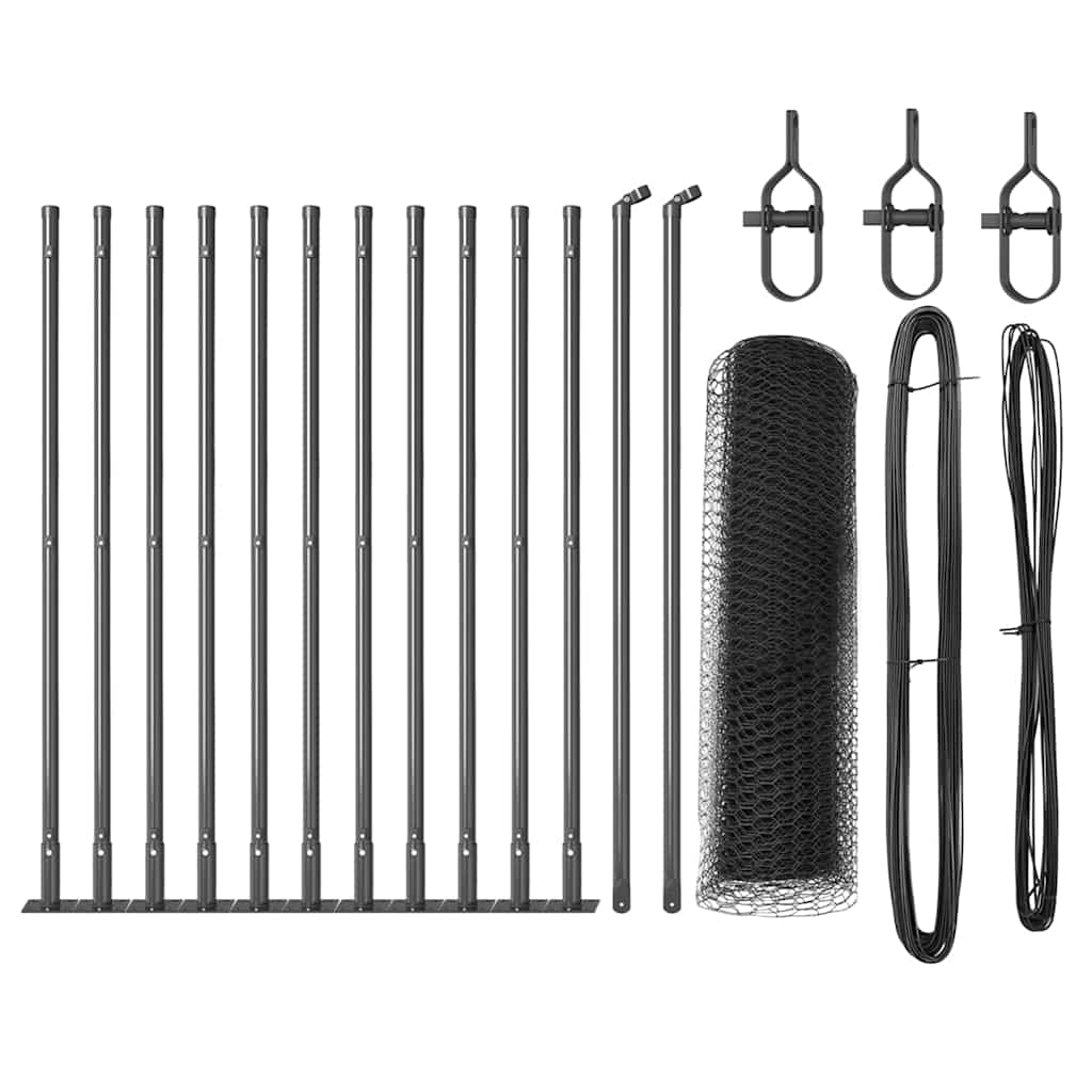 Vidaxl afrasteringspaal grijs 25 x 0,5 m (13 mm gaas) staal