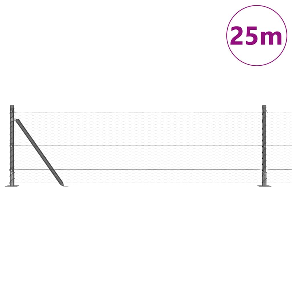 Vidaxl afrasteringspaal grijs 25 x 0,5 m (25 mm gaas) staal