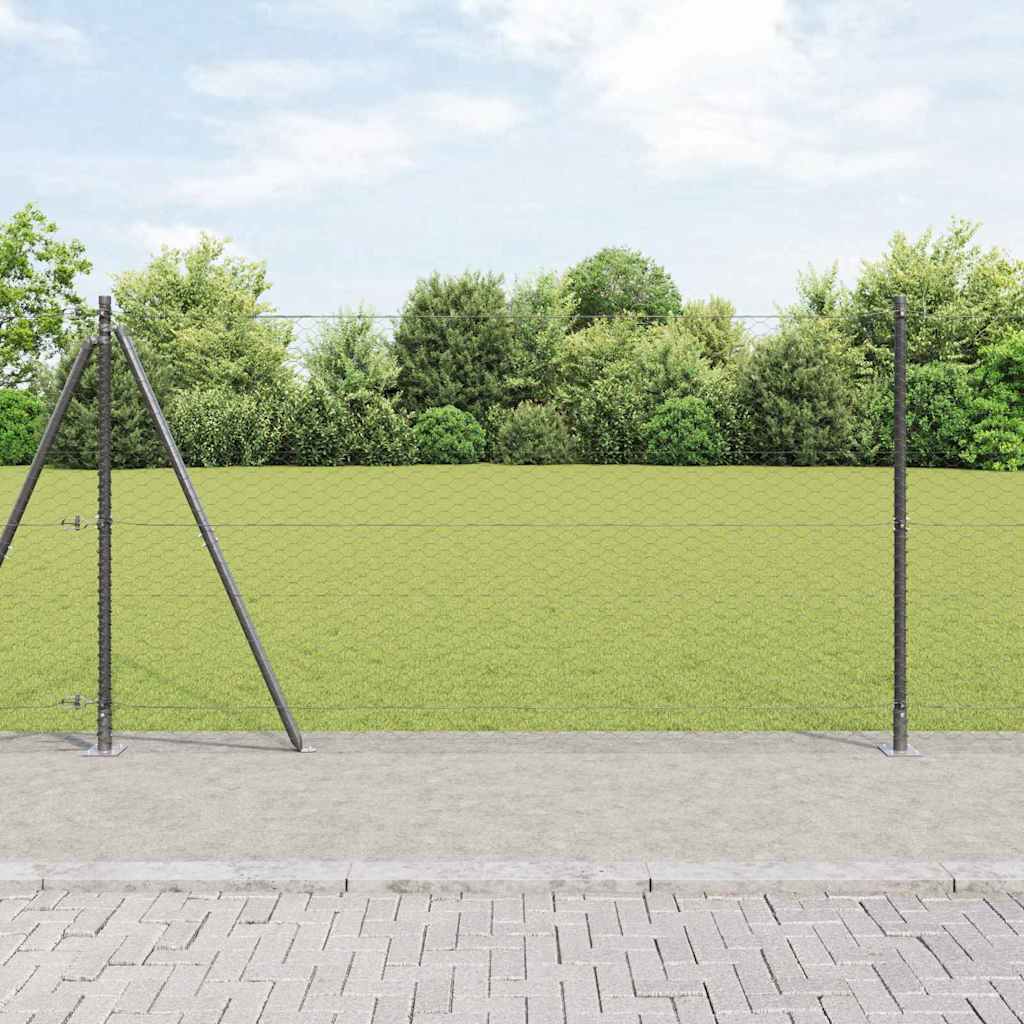 Vidaxl afrasteringspaal grijs 25 x 1,2 m (36 mm gaas) staal