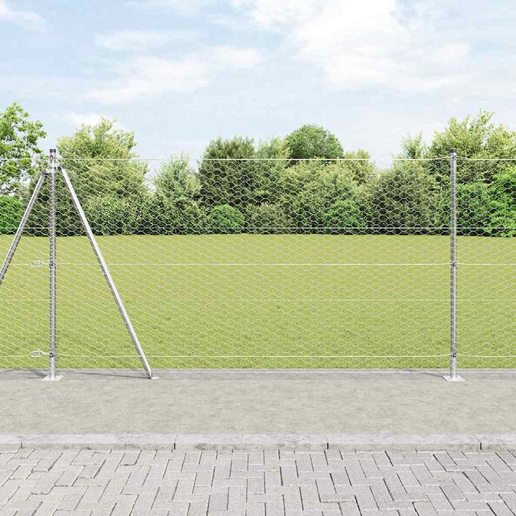 Vidaxl afrasteringspaal zilver 10 x 1,2 m (36 mm gaas) staal