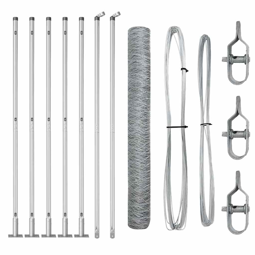 Vidaxl afrasteringspaal zilver 10 x 1,2 m (36 mm gaas) staal